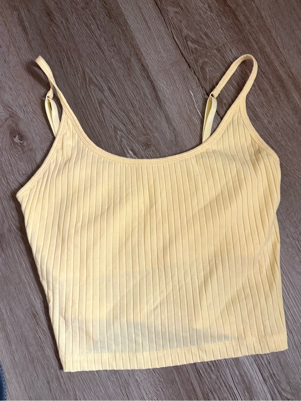 Old Navy Pale Yellow Ribbed Spaghetti Strap Crop Camisole